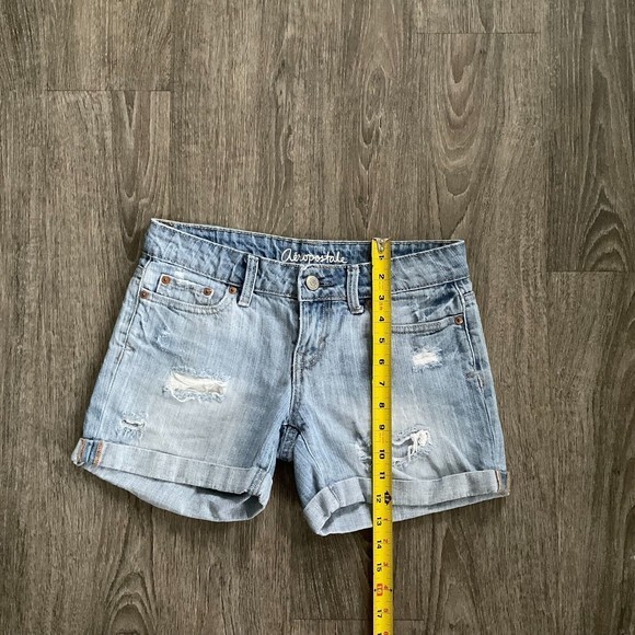 Aeropostale Boyfriend Shorts Womens Size 0 Blue Jean Denim Distressed Cuffed - Picture 4 of 4